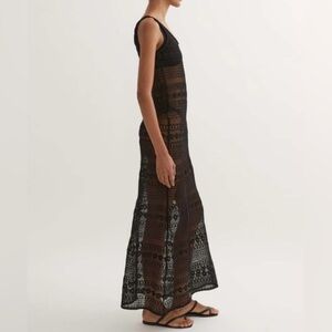 Hyde & Stone Black Sigrid Lace Maxi Slip Dress Cover-Up Sleeveless Size XS NWT